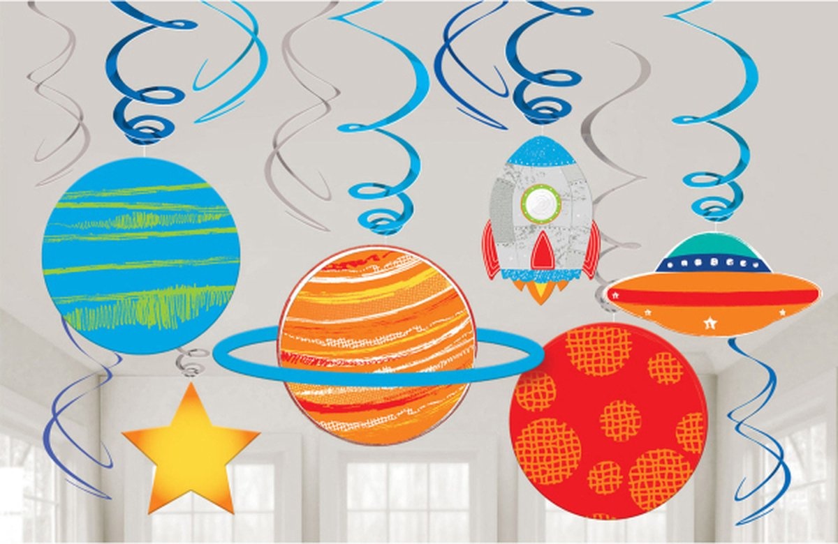 Amscan Feestdecoratie Planeten 17 Cm 12 Stuks