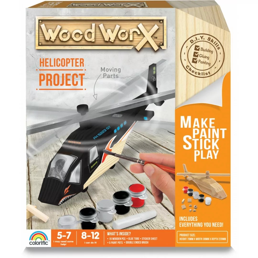 Wood Worx Helicopter Project - Modelbouwset incl. verf