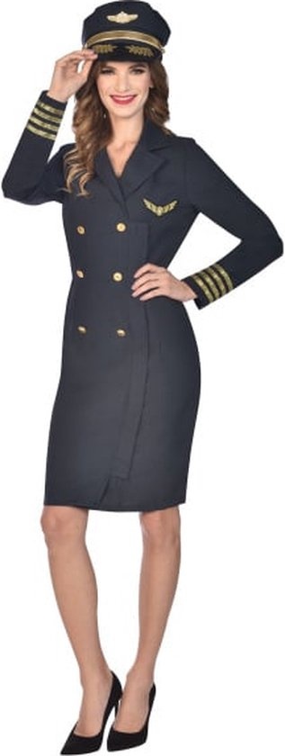 Kapitein Kostuum Dames Blauw - Maat L