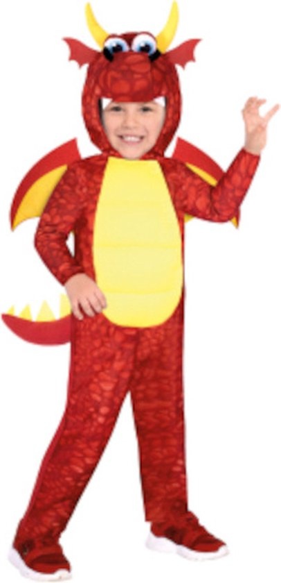 Amscan Kinderkostuum Draak Junior Polyester Rood/geel Mt 3-4 Jaar