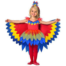 Amscan Kostuum Pretty Parrot Rood/geel/blauw 11-12 Jaar 3-delig