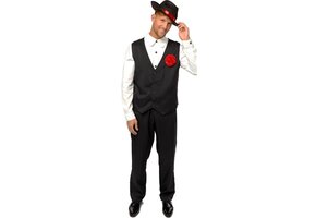 Verkleedkostuum Gangster Heren Polyester Zwart 3-delig Maat Xl