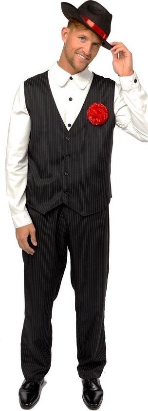 Verkleedkostuum Gangster Heren Polyester Zwart 3-delig Maat Xl