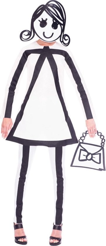 Amscan Kostuum Stokvrouw 3-delig Dames Wit/zwart Maat M