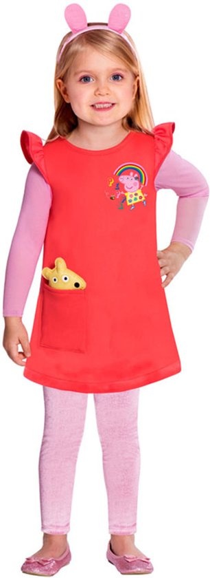 Amscan Kostuum Peppa Meisjes Rood/roze 2-3 Jaar 3-delig