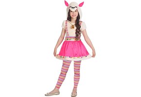 Amscan Kostuum Lovely Llama Meisjes Beige/roze 6-8 Jaar 3-delig