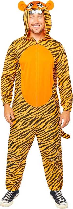 Tijger Onesie Met Capuchon Volwassenen - Maat M/L
