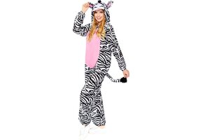 Zebra Onesie Met Capuchon Volwassenen - Onesize M/L