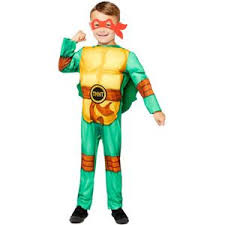 AMSCAN - Ninja Turtle kostuum met 4 maskers voor kinderen - 92/104 (3-4 jaar)