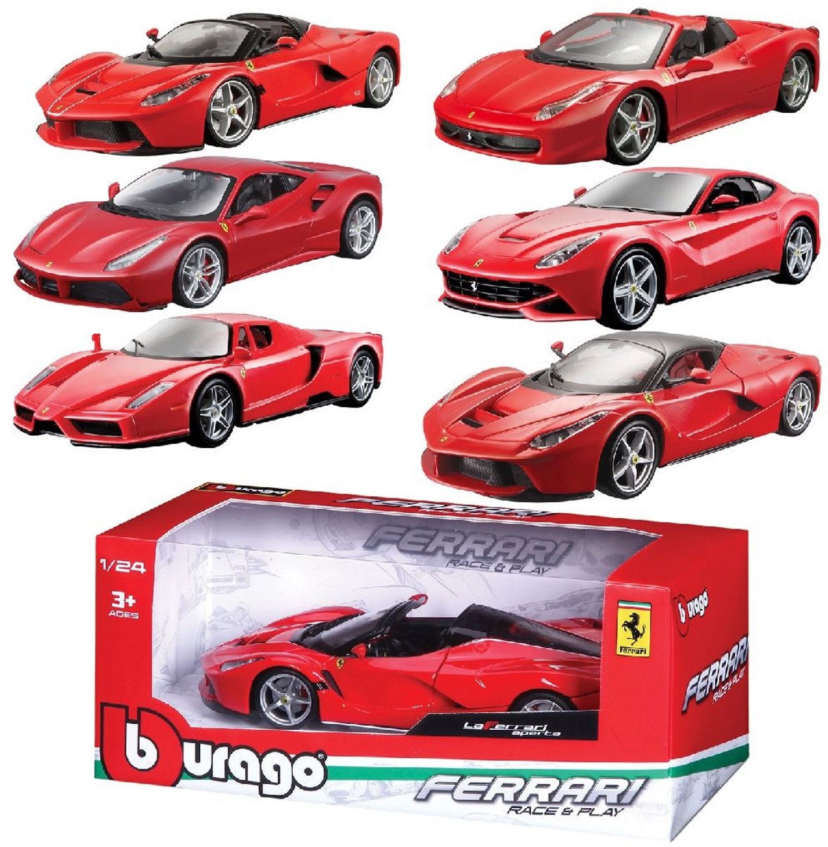 BBURAGO Ferrari Race & Play 1:24 - 1 stuk assorti uitgeleverd - Verpakkingsschade