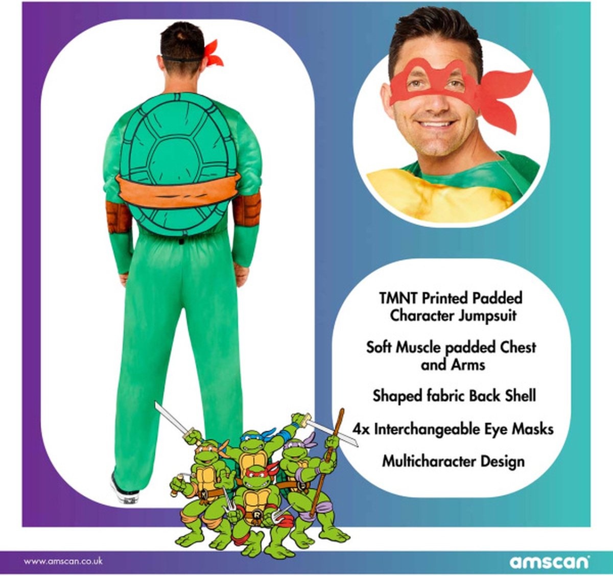 Amscan Carnaval Teenage Mutant Ninja Turtles Kostuum Man Compleet - Maat L