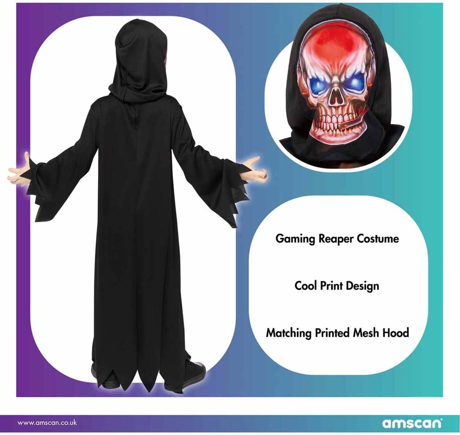 Amscan 9911990 - Jongens Gaming Reaper Halloween Kostuum 6-8 jaar