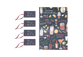 Ginger Ray Gift Wrap Set - Kerst Inpakpapierset Cocktail