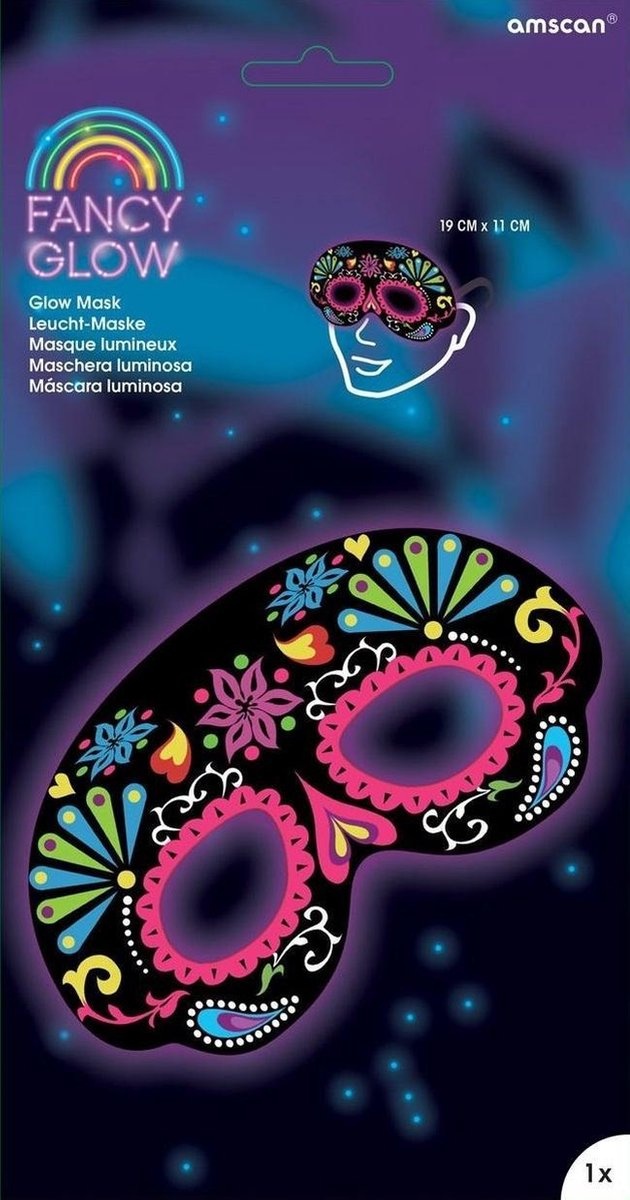 Amscan Masker Glow In The Dark Sierlijk - 1 exemplaar assorti uitgeleverd