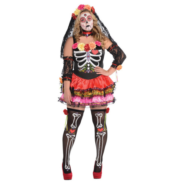 Dameskostuum voor Día de Muertos (Dag van de Doden), maat XL