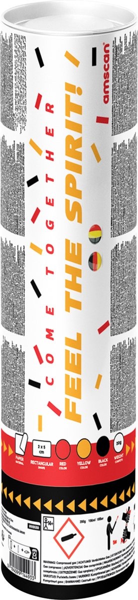 AMSCAN - Confettikanon  zwart rood geel