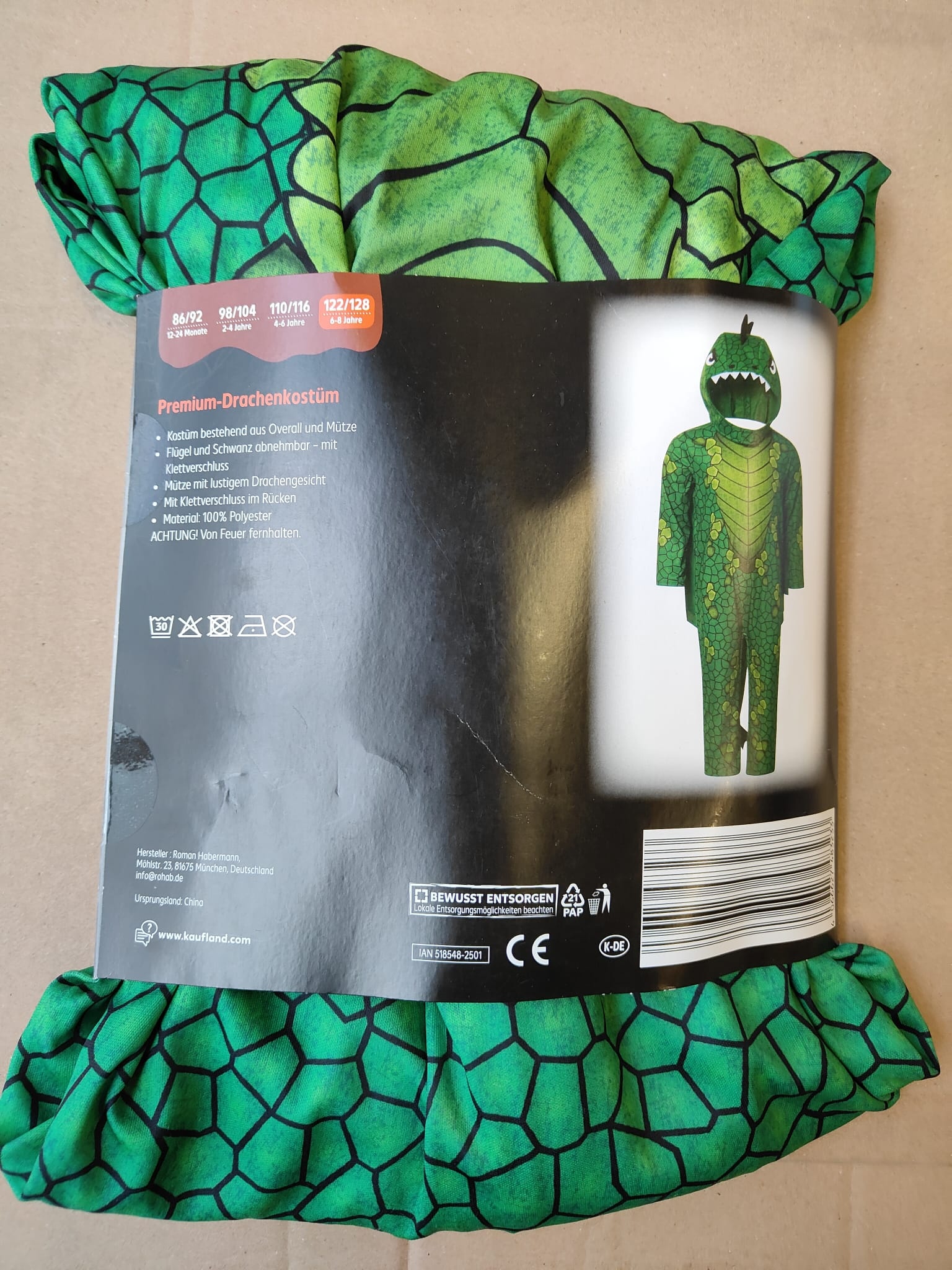 Canavals pakje - onesie draakje maat 122-128