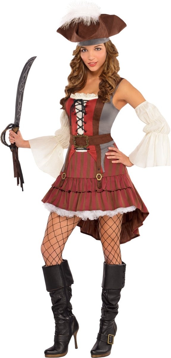 Piratendame Paula Castaway Pirate dameskostuum maat M/L