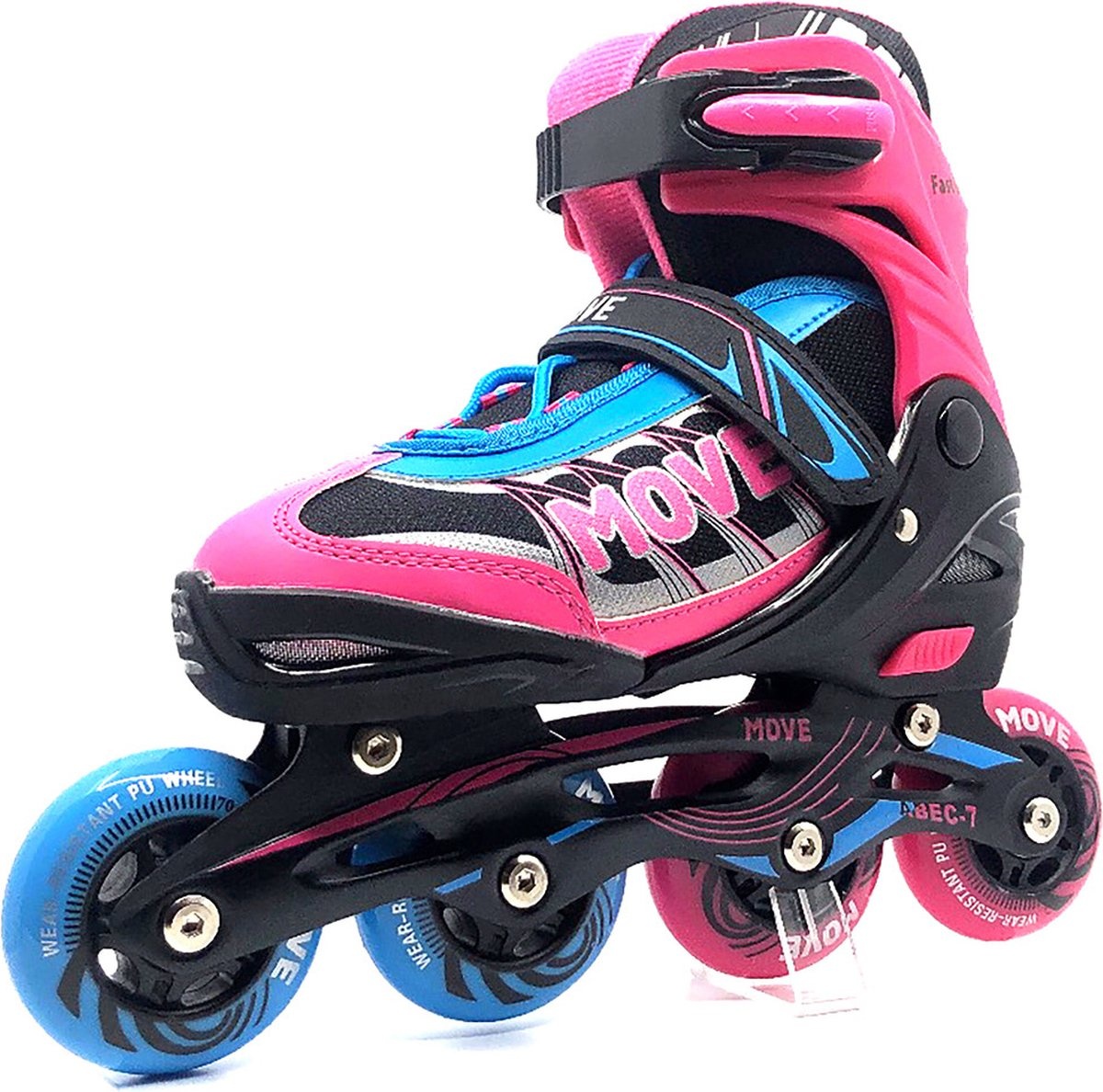 Move Inline Skates Fast Semi-softboot Verstelbaar Roze/blauw Maat 38-41