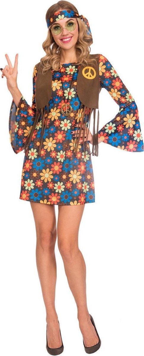 Amscan Verkleedjurk Flower Power Dames Polyester 2-delig Maat S
