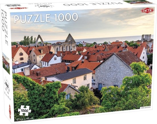 Tactic Visby Gotland – Puzzel – 1000 stukjes – Middeleeuwse Zweedse Stad – Strak en Rustgevend Ontwerp – Hoogwaardige Scandinavische Kwaliteit
