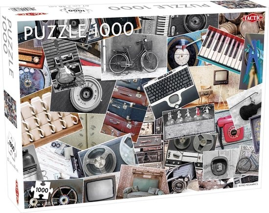 Tactic Retro Mechanics – Puzzel – 1000 stukjes – Technische Illustratie in Vintage Stijl – Strak en Rustgevend Ontwerp – Hoogwaardige Scandinavische Kwaliteit