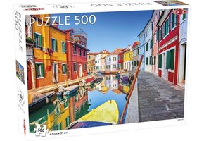 Tactic Burano Venice – Puzzel – 500 stukjes – Kleurrijke Venetiaanse Huisjes – Strak en Rustgevend Ontwerp – Hoogwaardige Scandinavische Kwaliteit