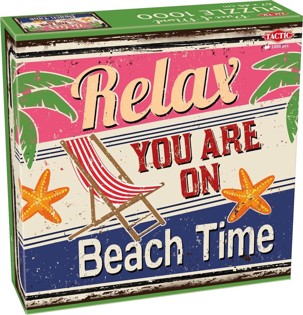 Tactic Beach Time – Puzzel – 1000 stukjes – Zomerse Tekstpuzzel – Rustgevend Ontwerp – Hoogwaardige Scandinavische Kwaliteit
