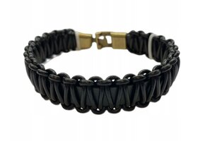 Heren armband gevlochten echt leder - Lengte 21,5 cm - Bruin