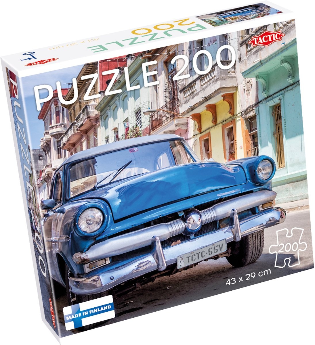 Tactic Vintage Car in Havana – Puzzel – 200 stukjes – Klassieke Auto en Stadsbeeld – Strak en Rustgevend Ontwerp – Hoogwaardige Scandinavische Kwaliteit
