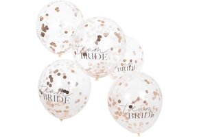 Confetti ballonnen 'Team Bride' Rose Goud - 5 stuks
