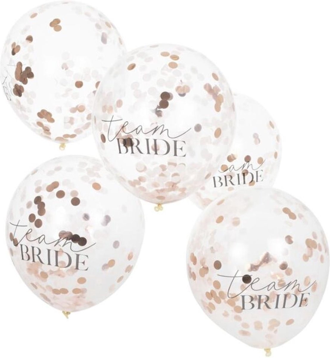 Confetti ballonnen 'Team Bride' Rose Goud - 5 stuks