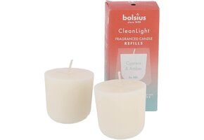 Bolsius - Clean Light - Geurkaars - Navulling - 2 stuks per verpakking - Cypress & Amber