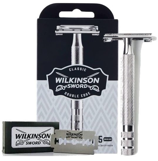 Wilkinson Sword Classic Vintage Premium Metal scheermes houder incl 5 mesjes
