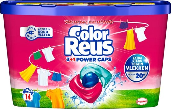 Color Reus Wasmiddel Color Reus 3+1 Power Caps - 14 stuks