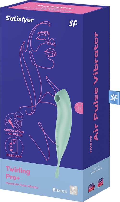 Satisfyer 'Twirling Pro Connect App', 20 cm, met app, drukgolf- en oplegvibrator, aan beide zijden te gebruiken, drukgolven en circulerende vibraties