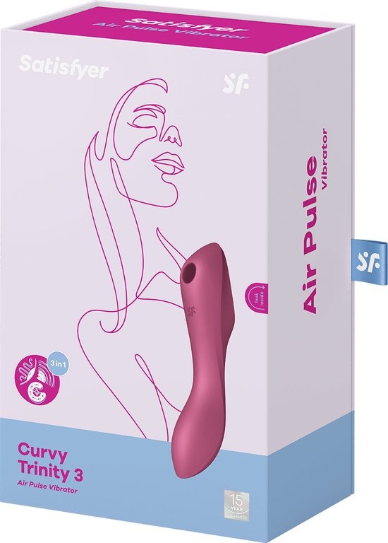 Satisfyer, drukgolfvibrator, Curvy Trinity 3, 17,5 cm, 3 motoren, veelzijdig, drukgolven en trillingen