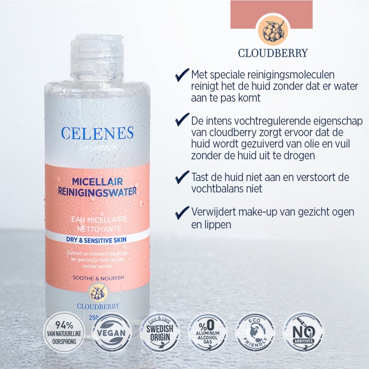 Celenes Bergbraam Micellair Reinigingswater Droge / Gevoelige Huid - 250 ml