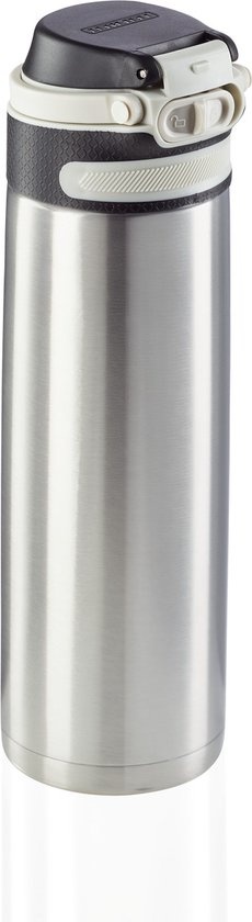 Leifheit thermosbeker Flip - 600 ml - RVS - zilver