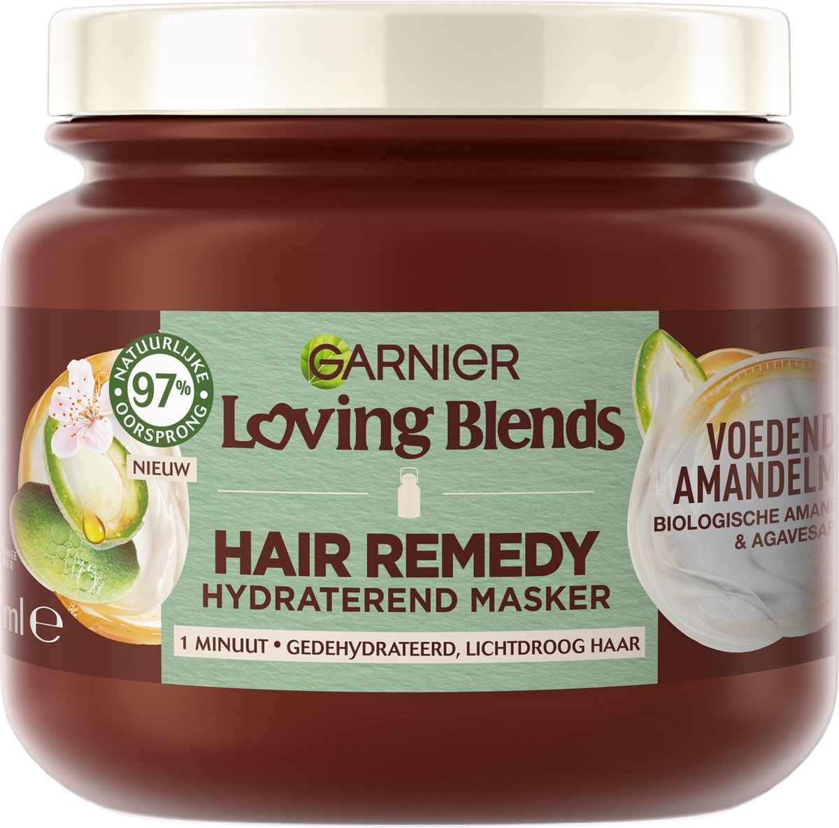 Garnier Loving Blends Masker Voedende Amandelmelk Gedehydrateerd, lichtdroog haar 340 ml