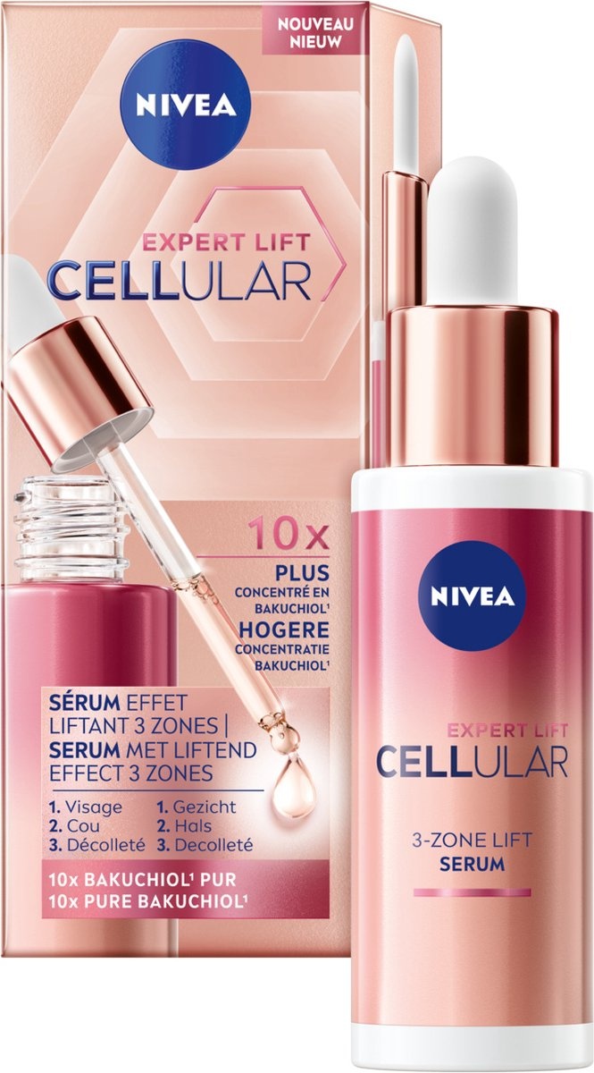NIVEA Cellular Expert Lift Bakuchiol Serum Gezicht - Skincare voor alle huidtypen - Liftend effect - Gezichtsserum - Alternatief voor Retinol - 30 ml