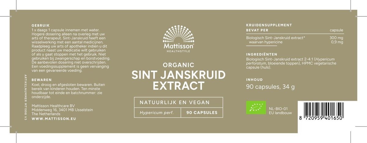 Mattisson - Biologisch Sint-Janskruid Extract - 90 capsules