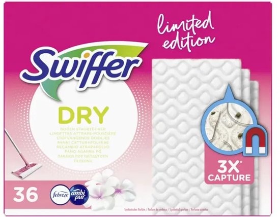 Swiffer Dry Geparfumeerde Vloerdoekjes Refills limited Edition Pink Navulling, 36 Doekjes