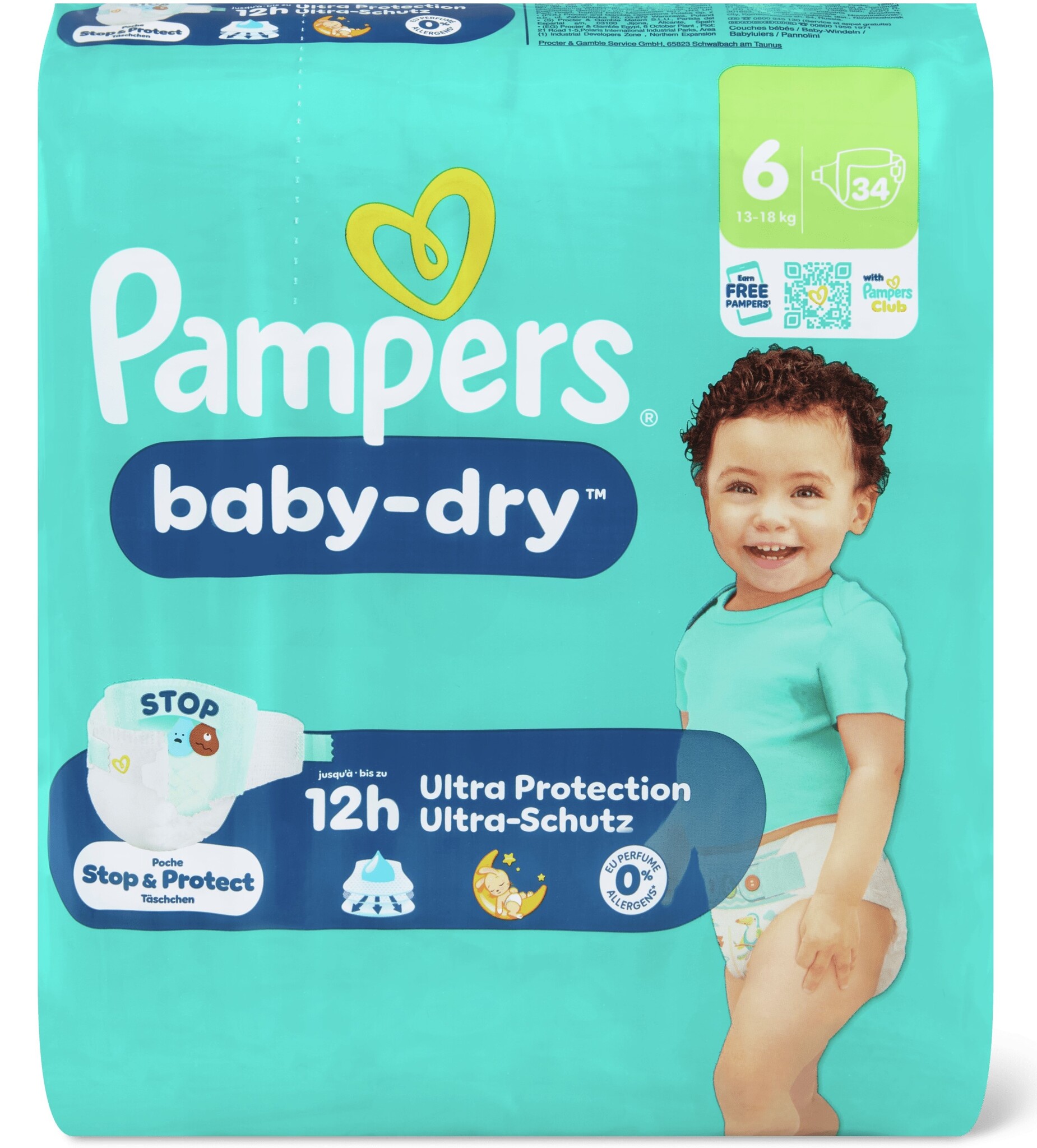 Pampers Baby Dry Maat 6 (13-18kg) 34 luiers Tot 12 uur bescherming