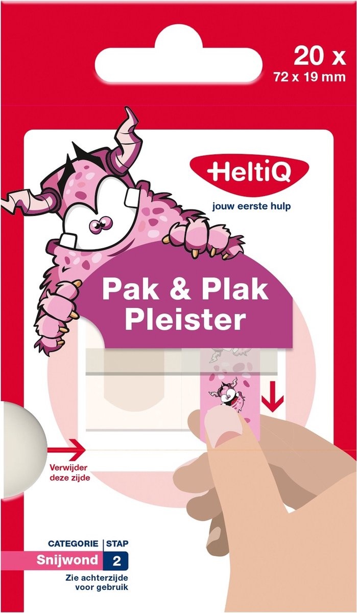 HeltiQ - Pak & Plak pleisters Roze - 20 stuks - Ophang systeem