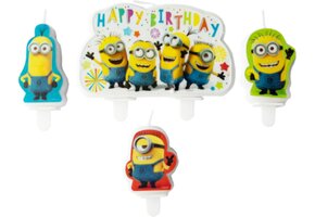 AMSCAN - 4 Minions verjaardagskaarsjes