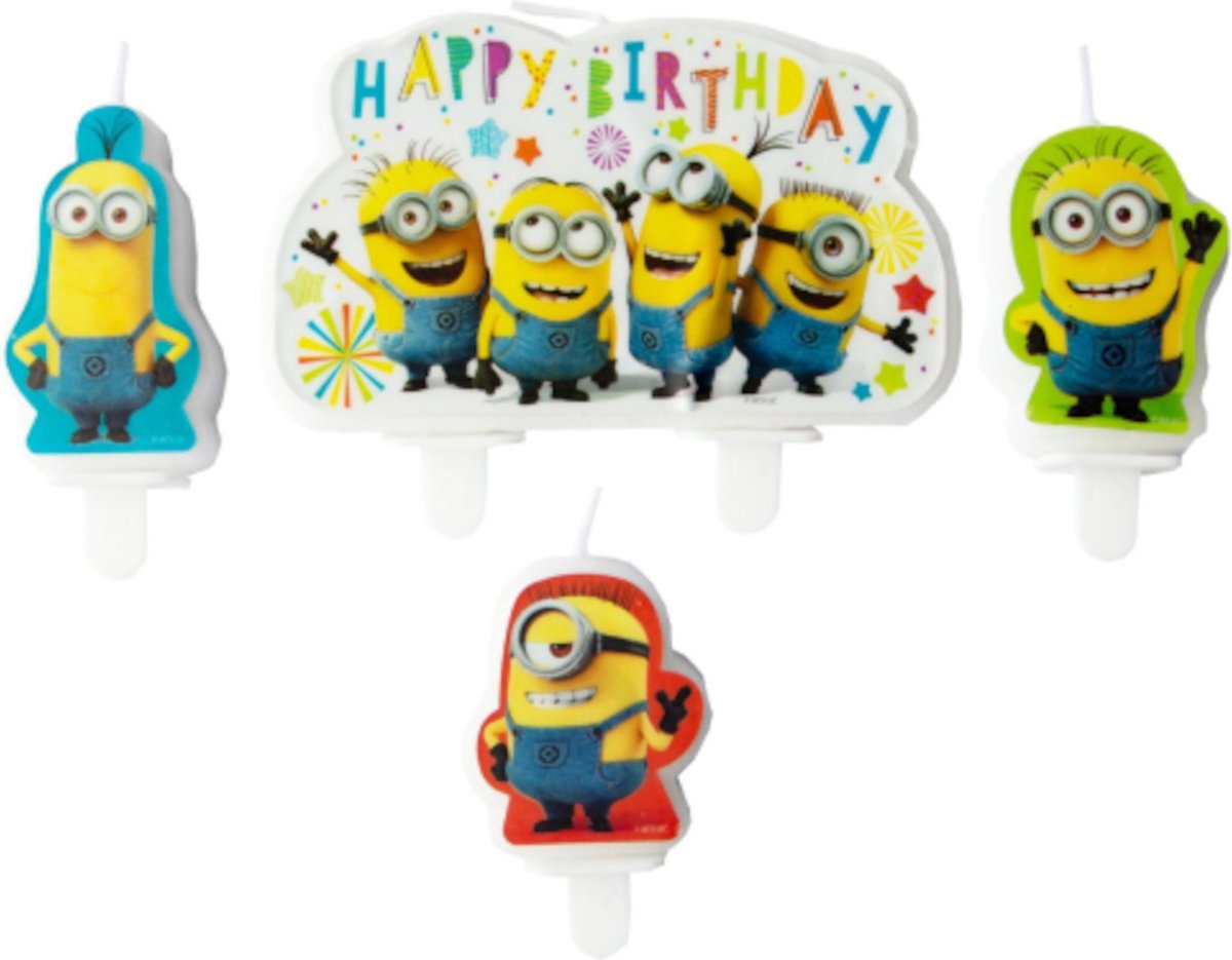 AMSCAN - 4 Minions verjaardagskaarsjes