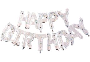 Folieballon Banner 'Happy Birthday' Confetti - Regenboog