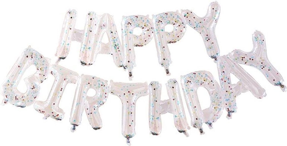 Folieballon Banner 'Happy Birthday' Confetti - Regenboog