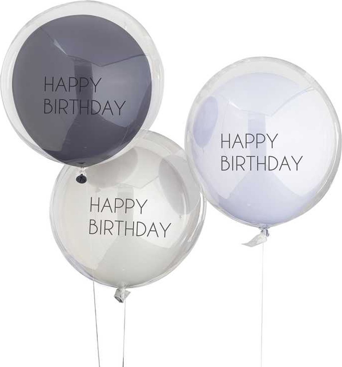 Ginger Ray - Ginger Ray - 3 Blue & Grey Double Layered Happy Birthday - 18 inch